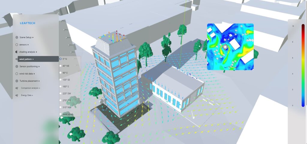 analysis of wind study results around a development with wind speed vectors