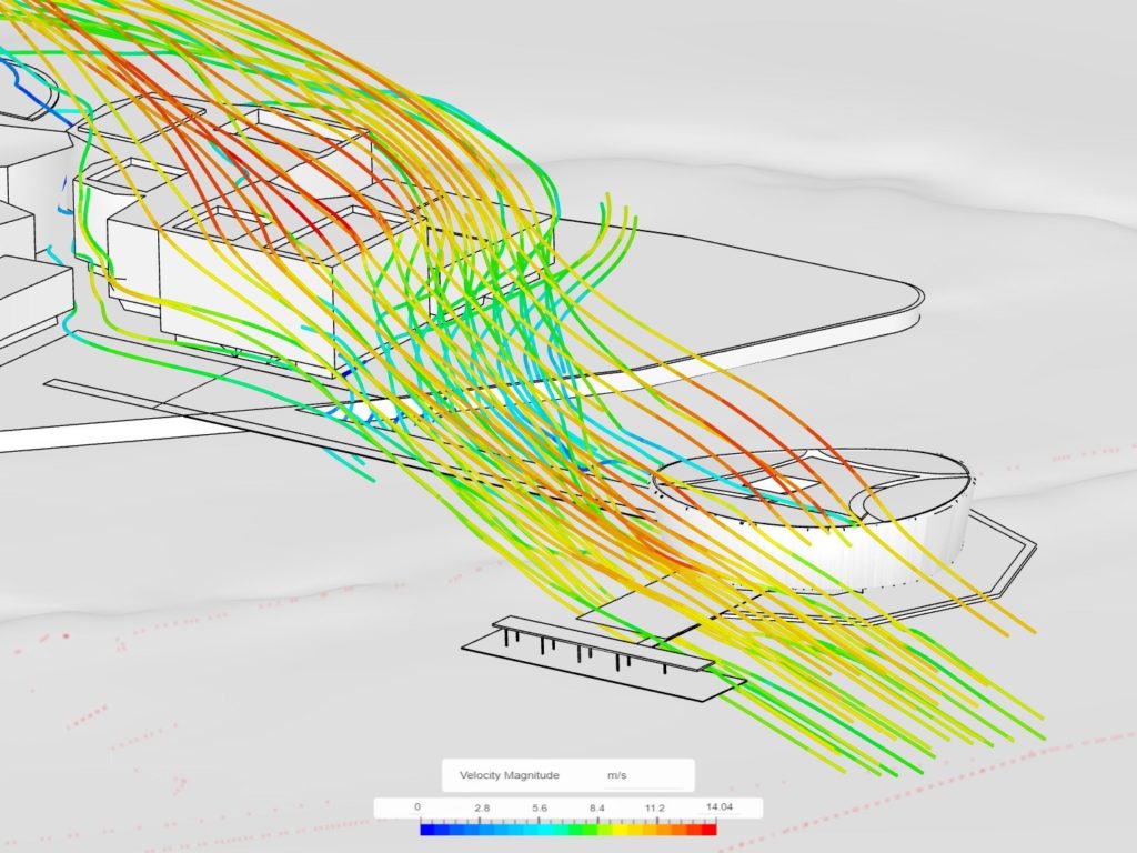 perkins and will simulation streamlines around building design